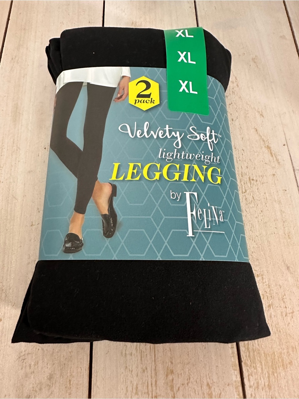Felina Velvety Soft Lightweight Legging - Black (XL, 2 Pack)